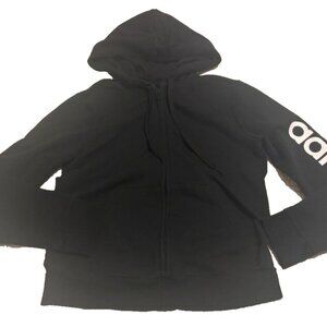 Adidas Women's Black Full Zip Hoodie Logo Sweatshirt Long Sleeve Size M